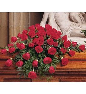 Blooming Red Roses Casket Spray