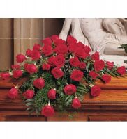 Blooming Red Roses Casket Spray