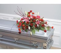 Artistic Red Tribute Casket Spray