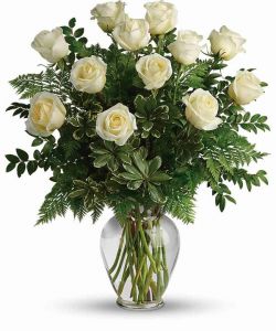 Dozen Long Stemmed White Roses 