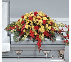 Classic Red and Yellow Casket Spray 