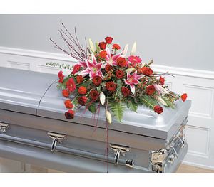 Artistic Red Tribute Casket Spray