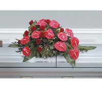 Red Anthurium and Roses Casket Spray