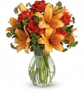 Tangerine  Lilies and Roses