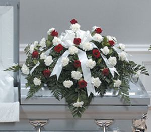 Classic Red and White Casket Spray